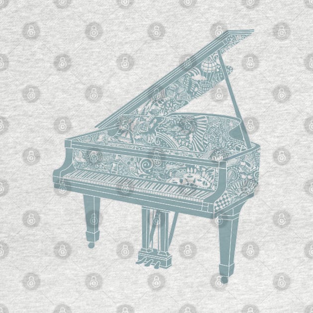 Piano Playing - Grey Ink by BullShirtCo